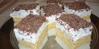 Prajitură pufoasă cu cremă de vanilie este un deliciu perfect pentru întreaga familie
